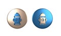 Colorful Fire hydrant icon isolated on white background. Circle button. 3D render illustration Royalty Free Stock Photo