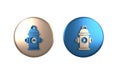 Colorful Fire hydrant icon isolated on white background. Circle button. 3D render illustration Royalty Free Stock Photo