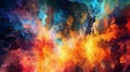 Colorful fire painting wallpaper. Generative AI