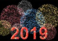 Colorful 2019 with firework