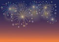 Colorful Firework design on dark blue background with sparking bokeh Royalty Free Stock Photo