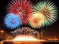 colorful firework display for celebration new years anniversary with night abstract background