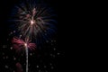 Colorful fireworks with wide dark copy space Royalty Free Stock Photo