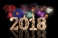 2018 colorful firework sparkler bright glowing new years eve number Royalty Free Stock Photo