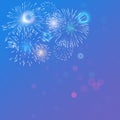 Colorful firework vector with bokeh and white pale smock on twilight background for celebration event, Christmas eve, new year,