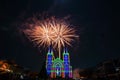 Colorful firework with virgin mary