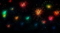 colorful fireworks on black background for festive celebration. generative AI Royalty Free Stock Photo