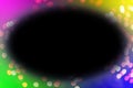 Colorful fireworks with black oval copy space glowing edges Royalty Free Stock Photo