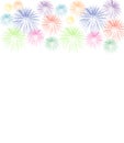 Colorful fireworks border frame pattern drawn on abstract background, graphic design illustration wallpaper, watercolor art Royalty Free Stock Photo