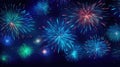 Colorful fireworks bursting in night sky, creating spectacular display of lights. Perfect for Royalty Free Stock Photo