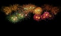 Colorful fireworks celebration and the night sky background with copy space Royalty Free Stock Photo