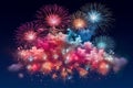 Colorful fireworks celebration and the twilight sky