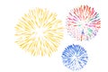 Colorful fireworks celebration on white background. Royalty Free Stock Photo