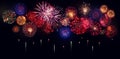 Colorful fireworks for celebrations on black background Royalty Free Stock Photo