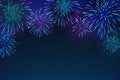 Colorful fireworks on a dark blue background. Bright fireworks in the night sky with stars. Beautiful festive sky for bright Royalty Free Stock Photo