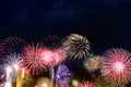 Colorful fireworks display background with copy space for your text Royalty Free Stock Photo