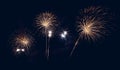 Colorful fireworks display on dark blue background Royalty Free Stock Photo