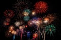 Colorful Fireworks Display At Night. Generative AI Royalty Free Stock Photo