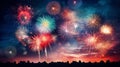 Colorful fireworks display in the night sky Royalty Free Stock Photo