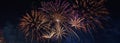 Colorful fireworks explode over the city skyline at night, celebrating the arrival of 2026 with joy, light, and new energy Royalty Free Stock Photo