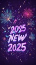 Colorful fireworks exploding celebrating new year 2025 Royalty Free Stock Photo