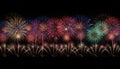 Colorful fireworks exploding in the night sky. Royalty Free Stock Photo