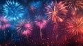 Colorful Fireworks Exploding in a Starry Night Sky Image Royalty Free Stock Photo