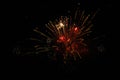 Colorful Fireworks Explosion in the Night Sky - Gold and Red Royalty Free Stock Photo