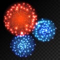 Colorful fireworks explosion on transparent background. Royalty Free Stock Photo