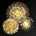 Colorful fireworks explosion on transparent background. Royalty Free Stock Photo