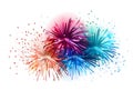 Colorful fireworks, explosion on white isolated background. New Year\'s fun and festiv