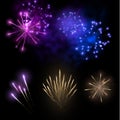 Colorful fireworks explosions collection vector background. EPS10 Royalty Free Stock Photo