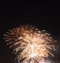 Brightly Colorful Fireworks isolated black background. New Year celebration fireworks
