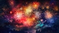 Colorful fireworks. Generative ai image. Royalty Free Stock Photo