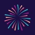 Colorful fireworks icon on dark