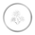 Colorful fireworks icon in monochrome style isolated on white background. Event service symbol stock vector illustration Royalty Free Stock Photo