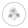 Colorful fireworks icon in outline style isolated on white. Event service symbol. Royalty Free Stock Photo