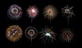 Colorful fireworks isolated on black background