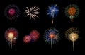 Colorful fireworks isolated on black background Royalty Free Stock Photo