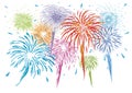Colorful fireworks isolated on white background