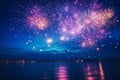 Colorful fireworks light up vibrant night sky - festive spectacle of sparkling colors