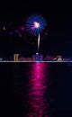 Colorful fireworks near water Royalty Free Stock Photo