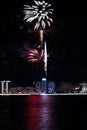 Colorful fireworks near water Royalty Free Stock Photo