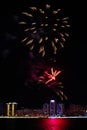 Colorful fireworks near water Royalty Free Stock Photo