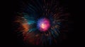 A colorful fireworks in the night sky. AI generative image. Royalty Free Stock Photo