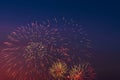 Colorful fireworks on night sky background. Royalty Free Stock Photo