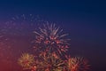 Colorful fireworks on night sky background. Royalty Free Stock Photo