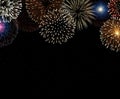 Colorful fireworks on night sky background vector Royalty Free Stock Photo