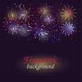 Colorful Fireworks on night sky background. Vector illustration Royalty Free Stock Photo