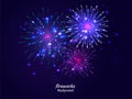 Colorful Fireworks on night sky background. Vector illustration Royalty Free Stock Photo